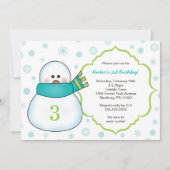 Snowman Winter verjaardagsfeestje uitnodigt Kaart (Voorkant)