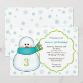 Snowman Winter verjaardagsfeestje uitnodigt Kaart (Voorkant / Achterkant)