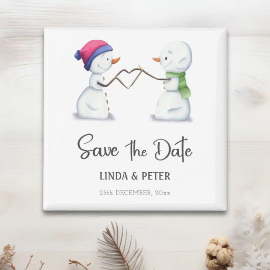 Snowman Winter Wedding Save the Date Magneet
