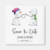 Snowman Winter Wedding Save the Date Magneet (Voorkant)