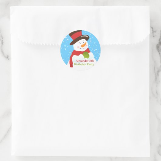 Snowman Winter Wonderland Birthday Sticker (Tas)