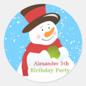 Snowman Winter Wonderland Birthday Sticker (Voorkant)