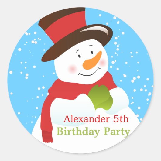 Snowman Winter Wonderland Birthday Sticker (Voorkant)