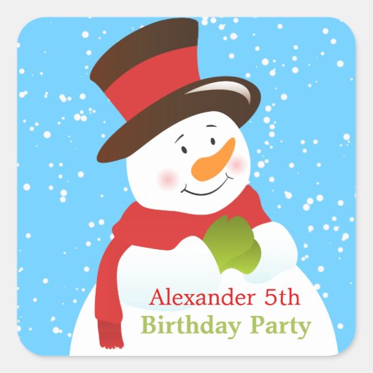 Snowman Winter Wonderland Birthday Sticker (Voorkant)