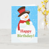 Snowman Winter Wonderland Birthday Wenskaart Kaart (Gele Bloem)
