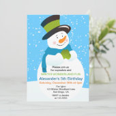 Snowman Winter Wonderland Boy Birthday Uitnodiging (Staand voorkant)