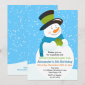 Snowman Winter Wonderland Boy Birthday Uitnodiging (Voorkant / Achterkant)
