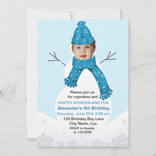 Snowman Winter Wonderland Foto van Birthday Custom Kaart (Voorkant)