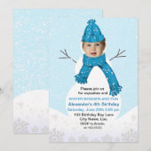 Snowman Winter Wonderland Foto van Birthday Custom Kaart (Voorkant / Achterkant)