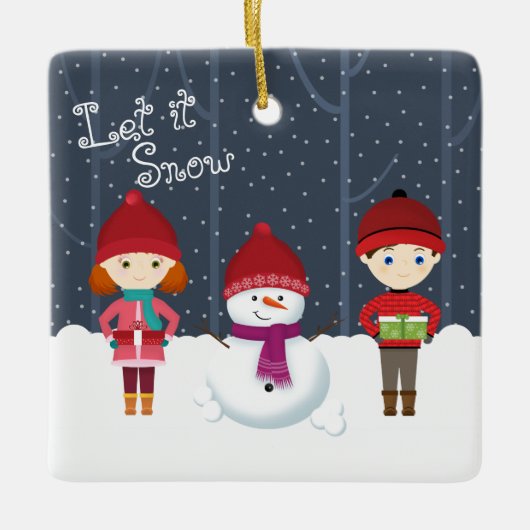 Snowman Winter Wonderland Keramisch Ornament (Voorkant)