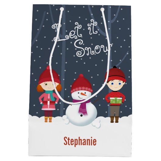 Snowman Winter Wonderland Medium Cadeauzakje (Achterkant)