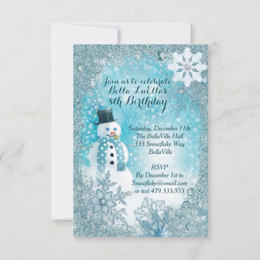 Snowman Winter Wonderland Party Uitnodigingen (Achterkant)