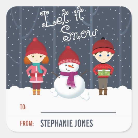Snowman Winter Wonderland Vierkante Sticker (Voorkant)