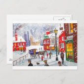 Snowman winterscène volkskunst nostalgisch schilde briefkaart (Voorkant / Achterkant)