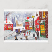 Snowman winterscène volkskunst nostalgisch schilde briefkaart (Voorkant)