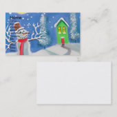 Snowman winterscène volksschilderkunst visitekaartje (Voorkant / Achterkant)
