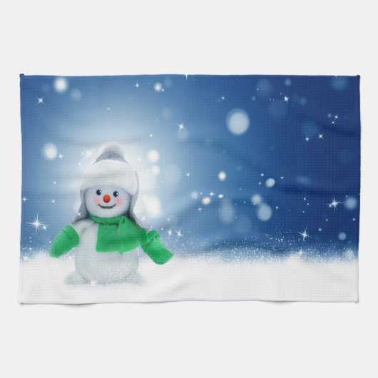 Snowman Wishes Theedoek (Horizontaal)