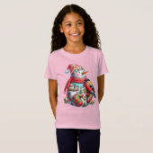 Snowman with Bird, Christmas, Author Natasha Us T-shirt (Voorkant volledig)