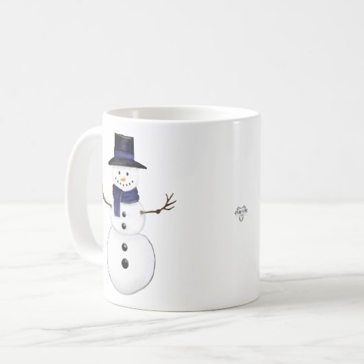 Snowman with Blue Scarf and Matching Hat Koffiemok (Voorkant links)