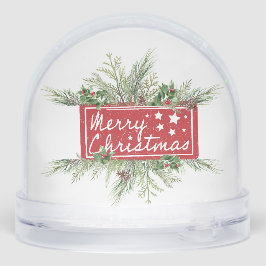 Snowman with Cardinal Merry Christmas Sneeuwbol