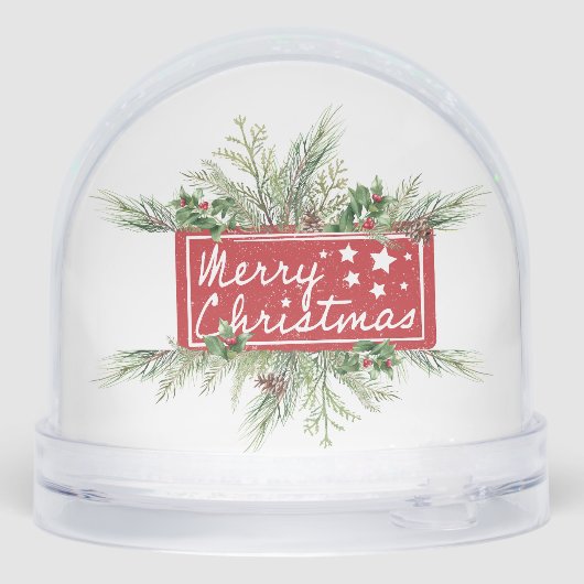 Snowman with Cardinal Merry Christmas Sneeuwbol (Achterkant)