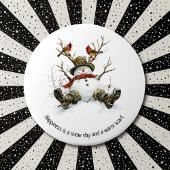 Snowman with Cardinals Ronde Button 6,0 Cm