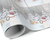 Snowman With Christmas Wreath for a Deer Cadeaupapier (Rol Hoek)