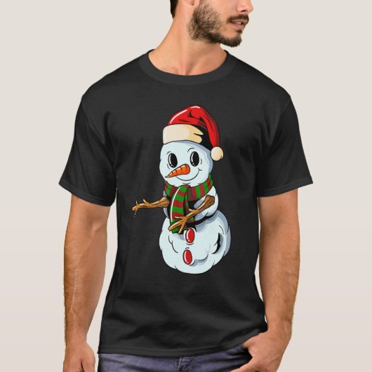 Snowman with Christmashat Floss Dance on Christmas T-shirt (Voorkant)