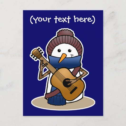 Snowman with Guitar Briefkaart (Voorkant)