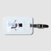 Snowman with hat and scarf. I Love Snow Bagagelabel (Voorkant (horizontaal))