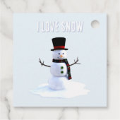 Snowman with hat and scarf. I Love Snow Bedankjes Labels (Achterkant)