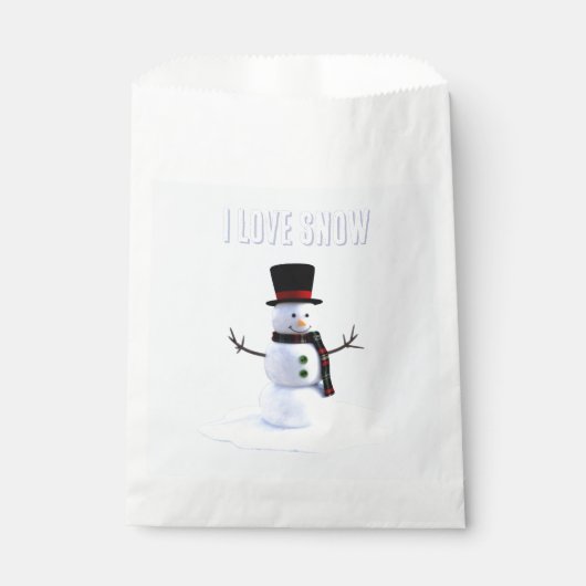 Snowman with hat and scarf. I Love Snow Bedankzakje (Voorkant)