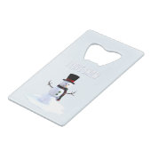 Snowman with hat and scarf. I Love Snow Creditkaart Flessenopener (Achterkant Gekanteld)