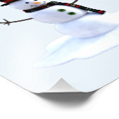 Snowman with hat and scarf. I Love Snow Foto Afdruk (Hoek)