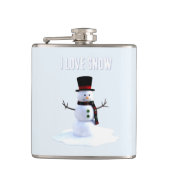 Snowman with hat and scarf. I Love Snow Heupfles (Voorkant)