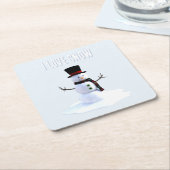 Snowman with hat and scarf. I Love Snow Kartonnen Onderzetters (Schuin)