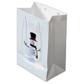 Snowman with hat and scarf. I Love Snow Medium Cadeauzakje (Voorkant Gekanteld)