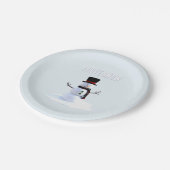 Snowman with hat and scarf. I Love Snow Papieren Bordje (Gekanteld)