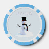 Snowman with hat and scarf. I Love Snow Poker Chips (Achterkant)