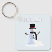 Snowman with hat and scarf. I Love Snow Sleutelhanger (Voorkant)