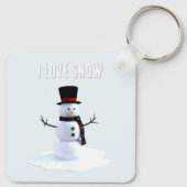 Snowman with hat and scarf. I Love Snow Sleutelhanger (Achterkant)