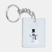Snowman with hat and scarf. I Love Snow Sleutelhanger (Voorkant Links)