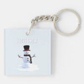 Snowman with hat and scarf. I Love Snow Sleutelhanger (Achterkant)