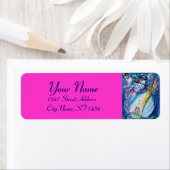 SNOWMAN WITH OWL Blue Pink Fuchsia Christmas Etiket (Insitu)