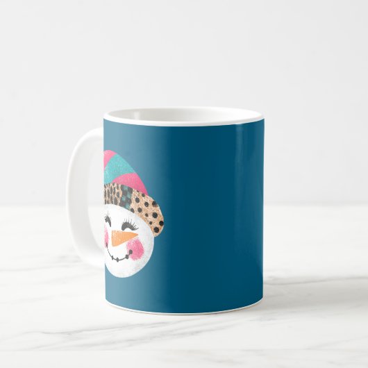 Snowman With Santa Hat And Leopard Pattern  Koffiemok (Voorkant links)
