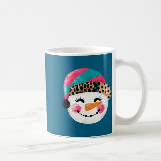 Snowman With Santa Hat And Leopard Pattern  Koffiemok (Rechts)