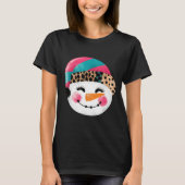 Snowman With Santa Hat And Leopard Pattern T-shirt (Voorkant)