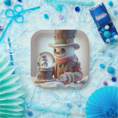 Snowman with Snow Globe, Christmas, Author Natasha Papieren Bordje (Feest)
