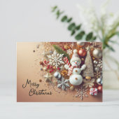 Snowman with Snowflakes and Christmas Stars Kaart (Staand voorkant)