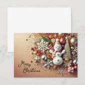 Snowman with Snowflakes and Christmas Stars Kaart (Voorkant / Achterkant)